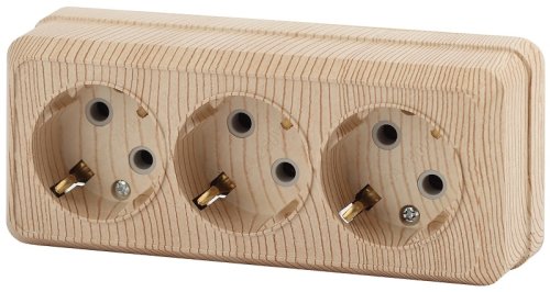 Розетка с заземлением накладная Эра Intro Quadro 3-м. сосна фото Розетка с заземлением накладная Эра Intro Quadro 3-м. сосна картинка